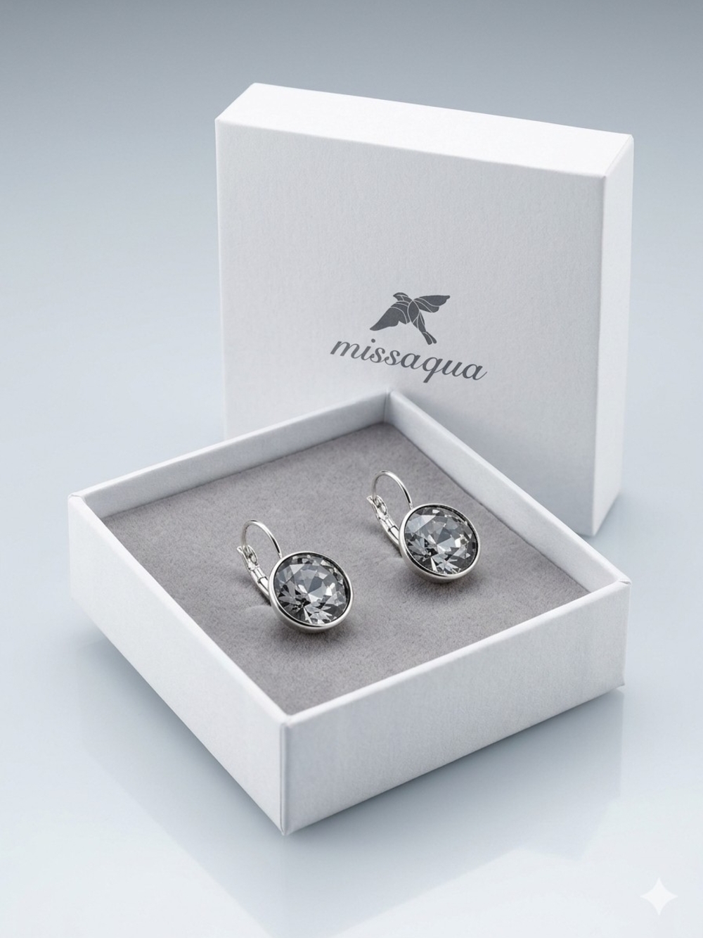 Missaqua Silver Crystal Drop Earrings - Clear Stone